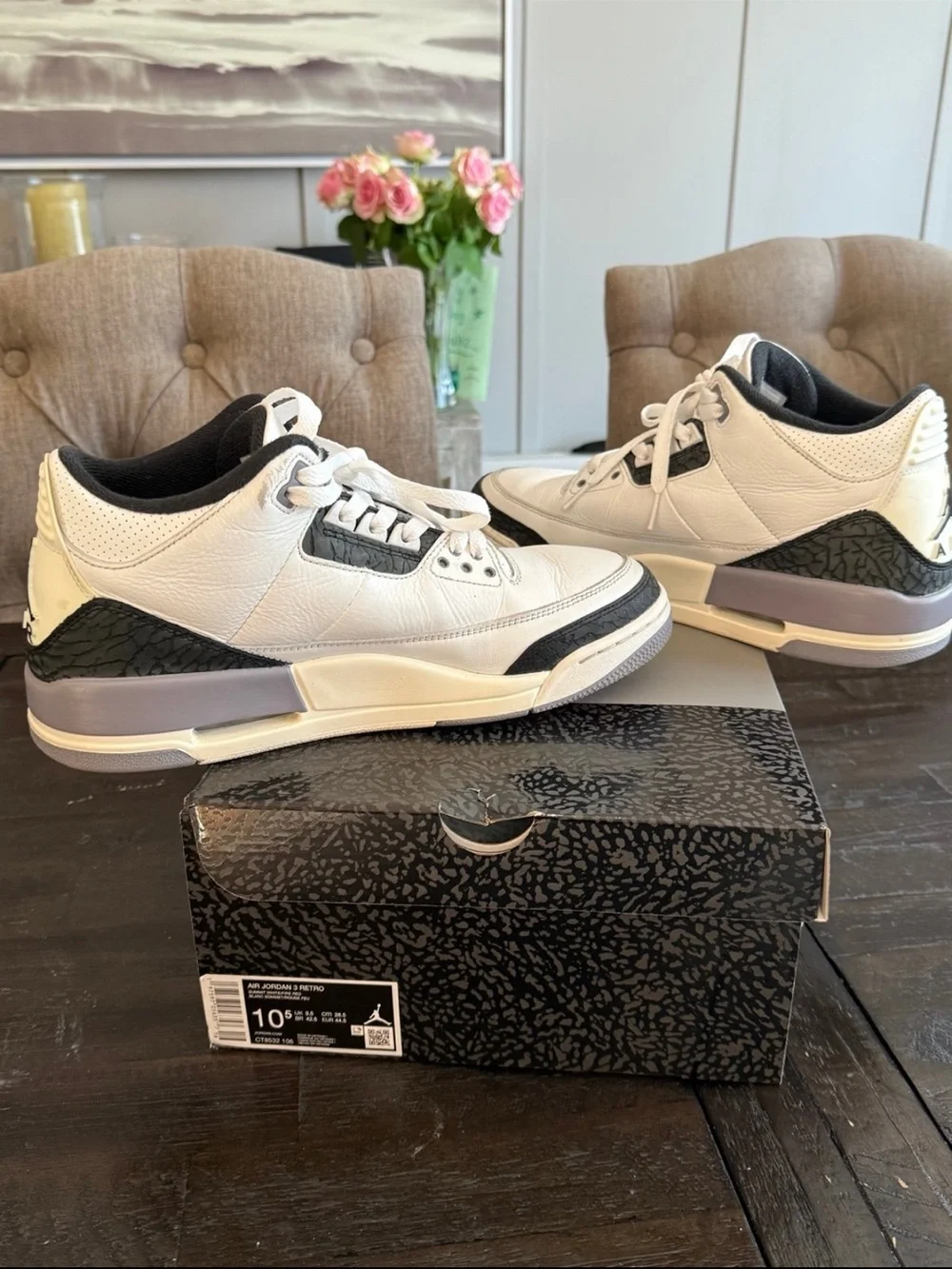 Air Jordan 3 Retro Cement Grey. Men’s 10.5. pre-owned, worn.